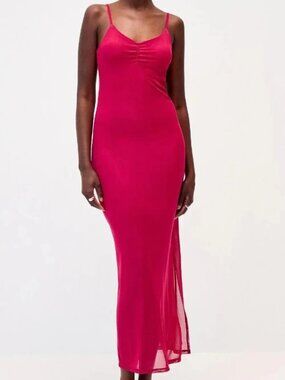 Only Ruched bodice mesh maxi dress